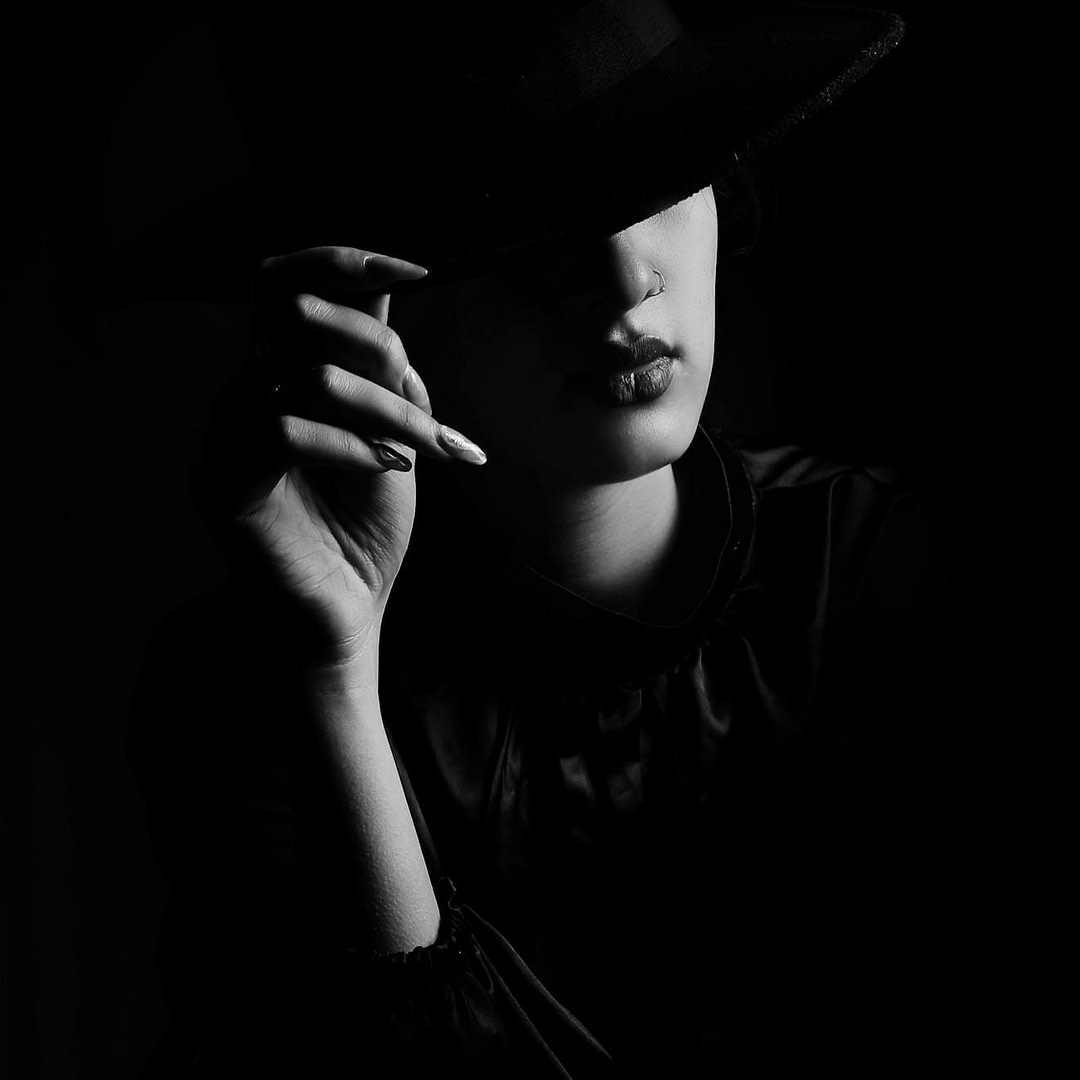 black and white portrait of a woman