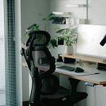 modern home office desk with ergonomic chair