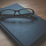 black framed eyeglasses
