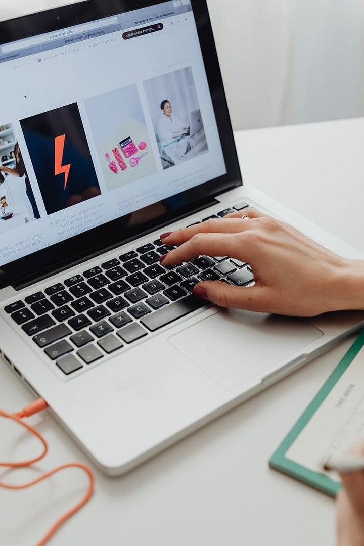 person using laptop