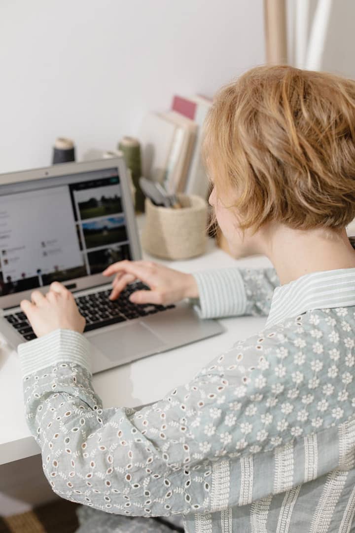 woman using laptop